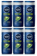 NIVEA MEN 3-in-1 Energy or Sensitive Shower Gel for Men 250ML - 6 PACK