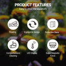 Magnetic Aquarium Glass Cleaner Brush Algae Fish Tank Scraper With Thermometer