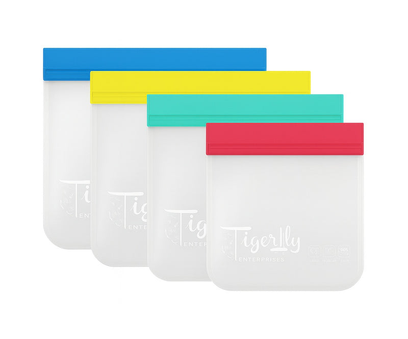 Reusable Ziplock Freezer Bags BPA-Free Leakproof Food Storage Bag Set - 20 Pack