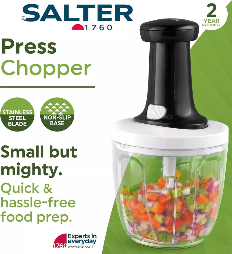 Salter Press Chopper Manual Dicer Stainless Steel Blade Non-Slip Compact Storage