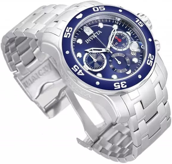 Invicta Pro Diver Scuba Men's 48mm Chronograph Blue Dial Silver Watch 0070