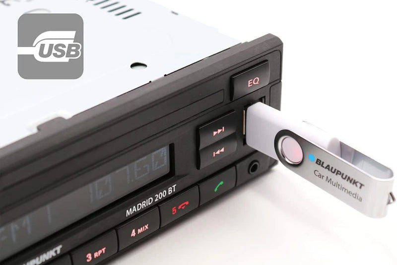 Blaupunkt Madrid 200 BT Car Stereo Radio Bluetooth USB Mechless Retro OEM Look