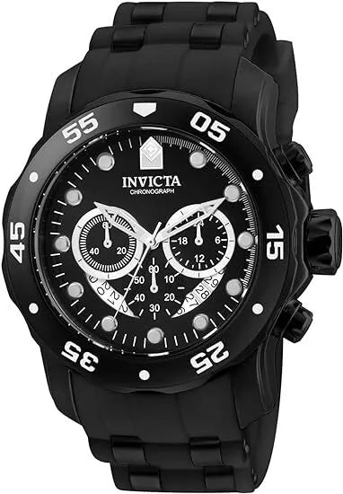 Invicta Mens 48mm Watch Pro Diver Scuba Black Dial Chronograph Rubber Strap 6986