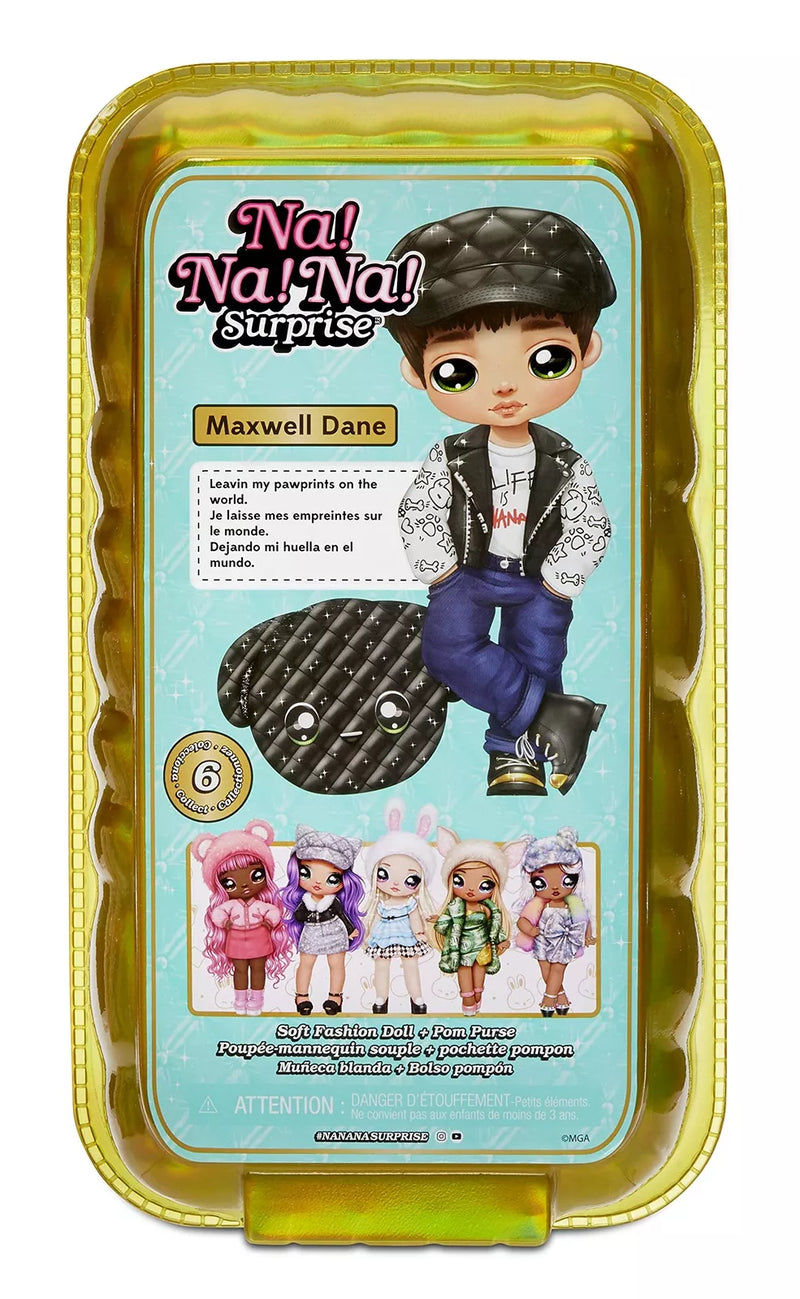 Na Na Na Surprise 2-in-1 Fashion Doll & Metallic Purse Glam Series, Maxwell Dane