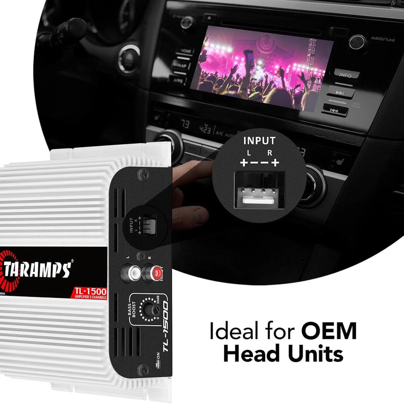 Taramps TL1500 2-Channel Car Amplifier 200W Mono 95Wx2 RMS 2 Ohm Stereo Amp