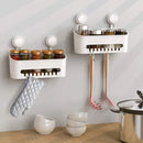 Vacuum Suction Shower Caddy Shelf White Wall Basket No Drill Bathroom Organiser