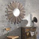 Stonebriar 31.3" Wooden Sunburst Wall Mirror Large Round Hanging Home Decor