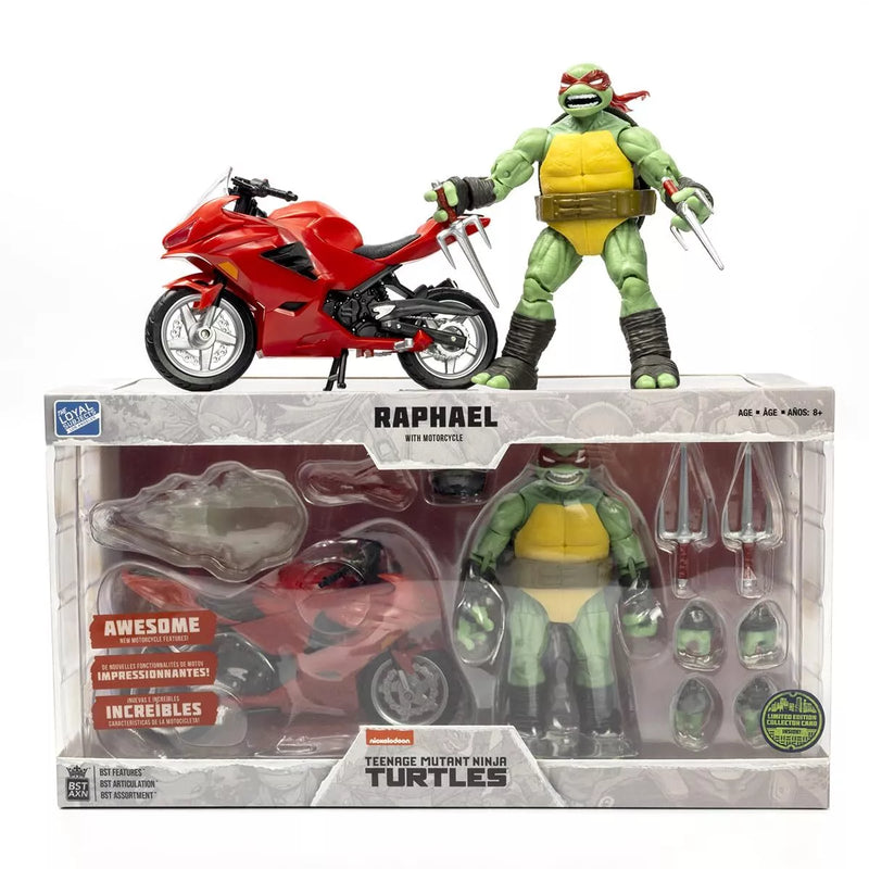 Teenage Mutant Ninja Turtles BST AXN - Raphael With Motorcycle (GITD) 5" Figure