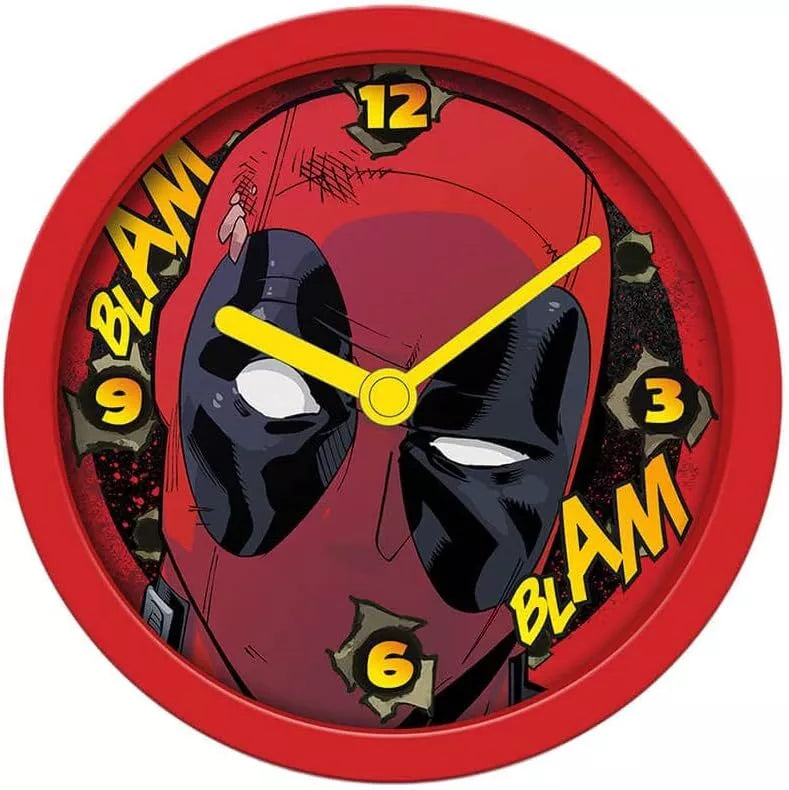 Official Marvel Deadpool Alarm Clock Blam Blam 5" Red Wall Bedroom Desk Clock
