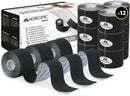 Mobiclinic Kinesiology Tape 12 Rolls Black 5m x 5cm Sports Muscle Support