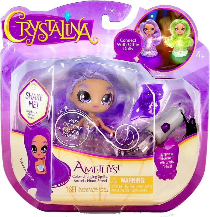 Crystalina Dolls Amethyst Collectible Doll with Colour Changing LED Dress & Accessories