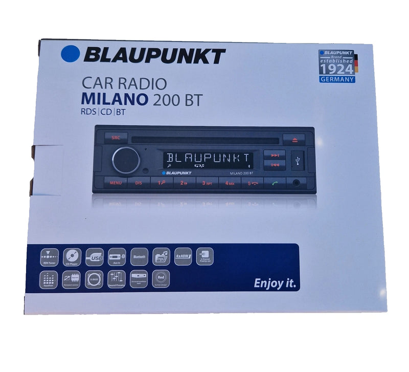 Blaupunkt Milano 200 BT Car Stereo CD Player Bluetooth USB AUX Retro Radio