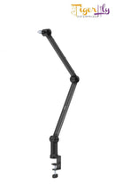 Premium Microphone Boom Arm + Tablet Adapter, Desk Mic Arm Universal Mic Stand With Cable Management