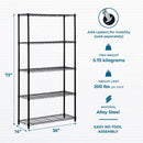 Honey-Can-Do 5 Tier Shelving Unit Black Metal Storage Rack 90kg Capacity