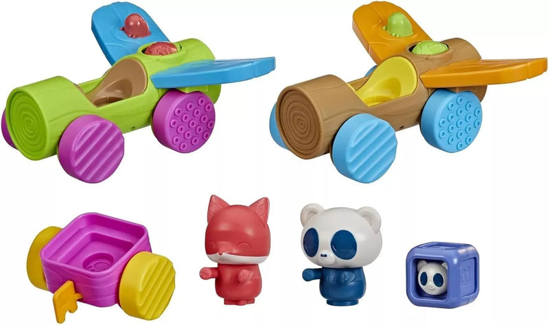 Playskool Roll and Go Critters Vehicle Toys for Toddlers Age 1 and Up, Includes 2 Vehicles, 2 Figures