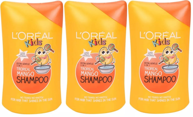 L'Oreal Loreal Kids Extra Gentle 2 in 1 Tropical Mango Shampoo 250ml - 3 PACK