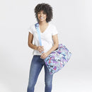 Vera Bradley Medium Women's Travel Duffel Bag Recycled Cotton Plum Pansies