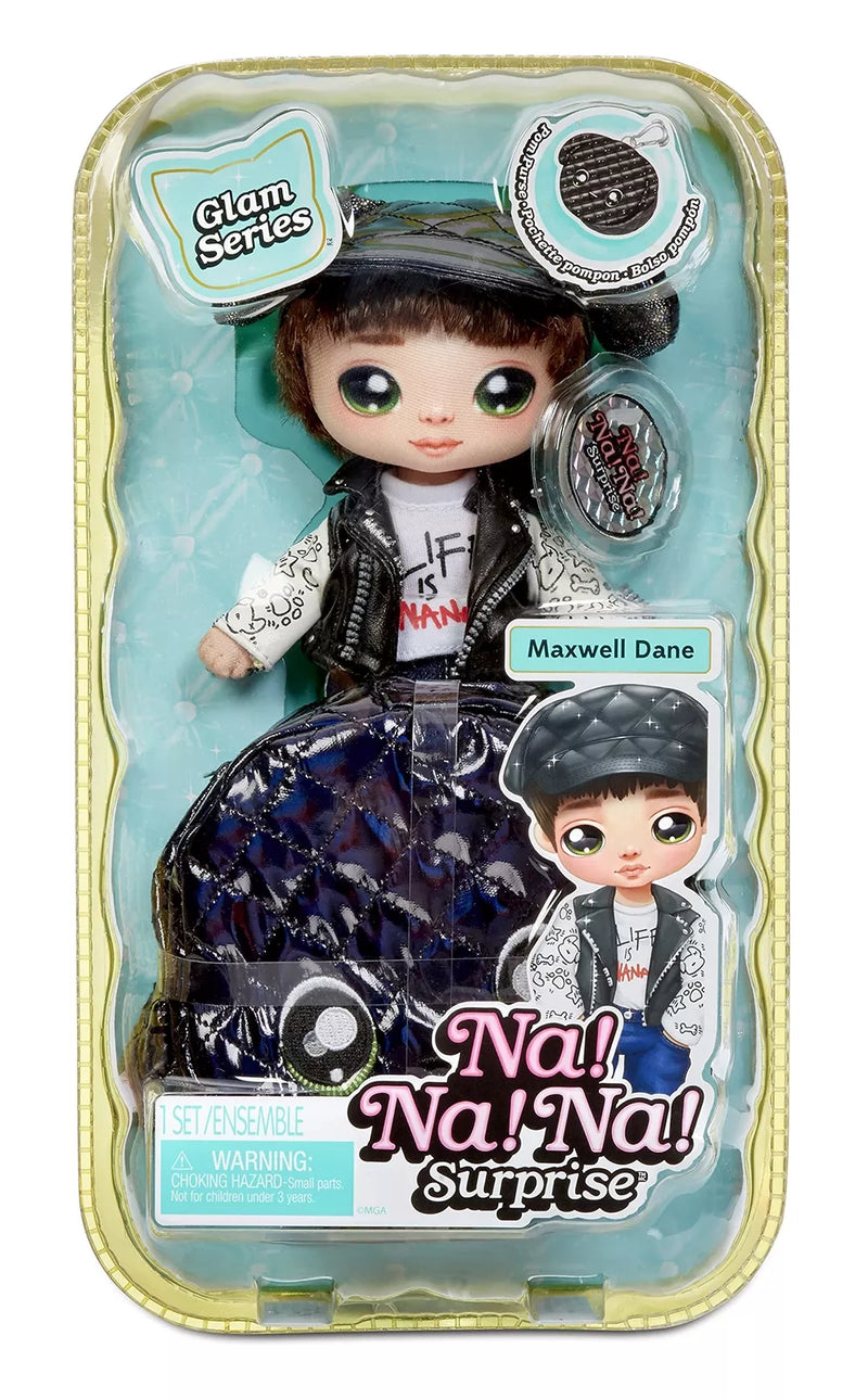 Na Na Na Surprise 2-in-1 Fashion Doll & Metallic Purse Glam Series, Maxwell Dane