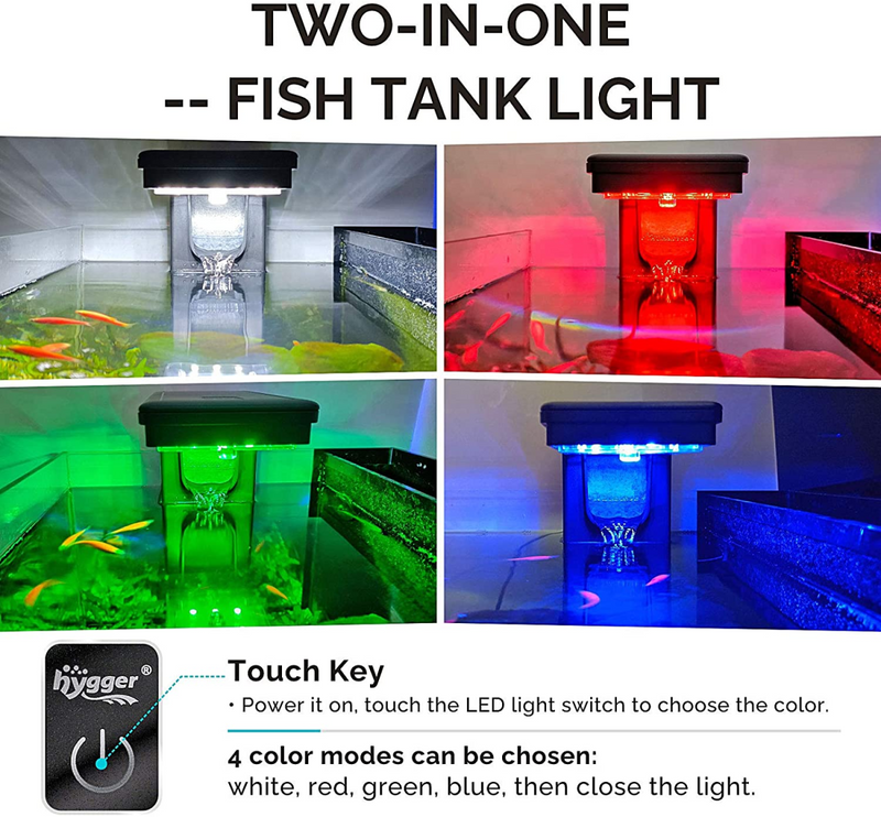2-in-1 Fish Tank Filter With LED Aquarium Lights For Tanks Up To 60L - 255L/H