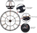 40" Wall Clock Roman Numerals Large Indoor Giant Open Face Metal