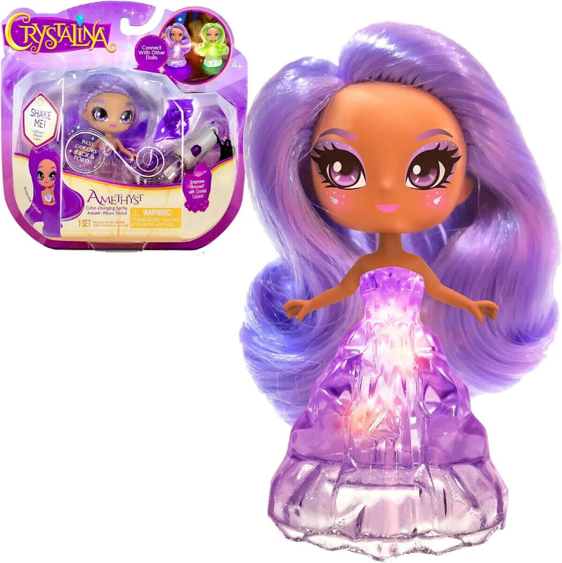 Crystalina Dolls Amethyst Collectible Doll with Colour Changing LED Dress & Accessories