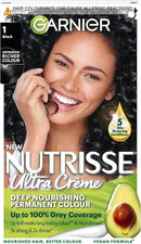Garnier Nutrisse Ultra Creme Hair Dye 1 Black Permanent Nourishing Colour