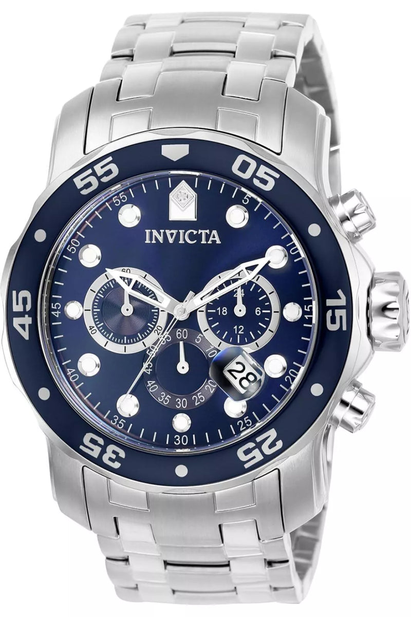 Invicta Pro Diver Scuba Men's 48mm Chronograph Blue Dial Silver Watch 0070