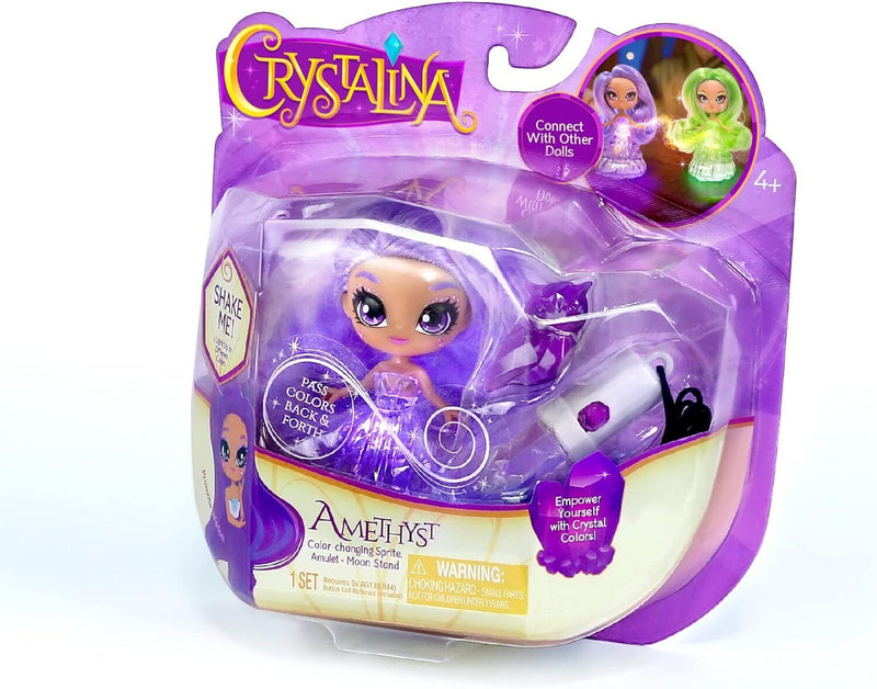 Crystalina Dolls Amethyst Collectible Doll with Colour Changing LED Dress & Accessories