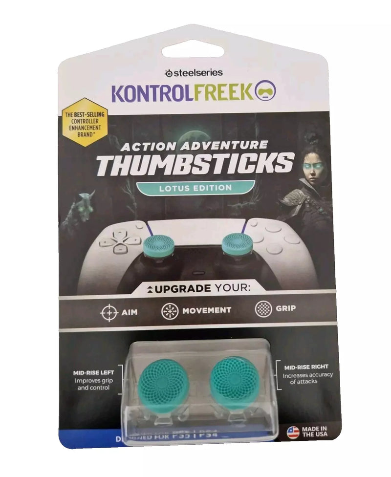 KontrolFreek FPS Freek Lotus Teal/Clear PS5 PS4 Performance Thumbsticks 4 PRONGS