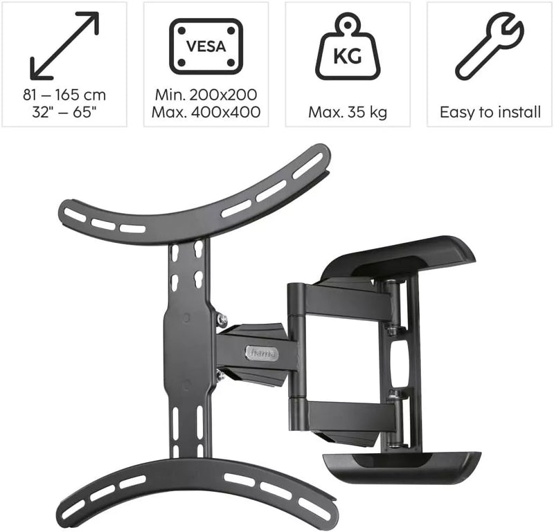 Hama Full Motion Cantilever TV Wall Bracket For TV's 32" - 65" Heavy Duty, Black