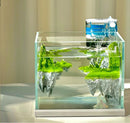 Small Fish Tank + Sky City Suspended Coral & Rock Landscape Glass Aquarium - 6L