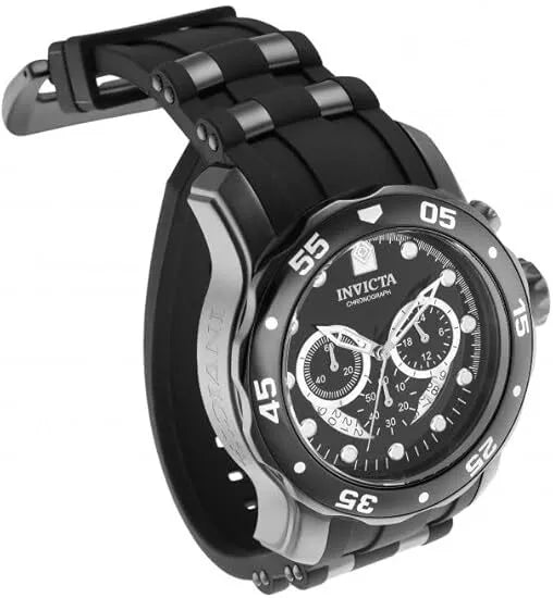 Invicta Mens 48mm Watch Pro Diver Scuba Black Dial Chronograph Rubber Strap 6986