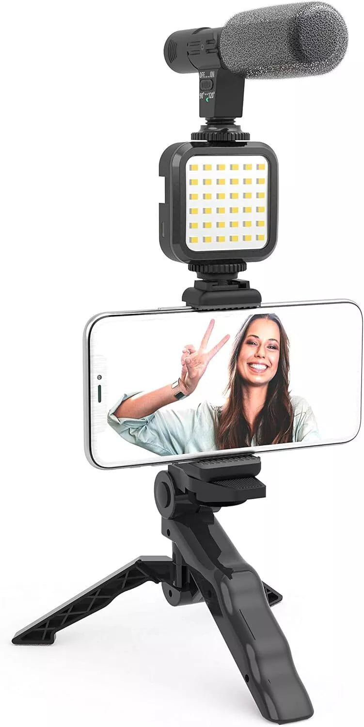 DigiPower "Like Me" Vlogging Kit - LED Light, Microphone, Phone Holder & Tripod