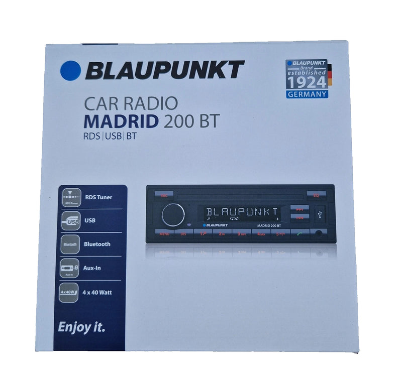 Blaupunkt Madrid 200 BT Car Stereo Radio Bluetooth USB Mechless Retro OEM Look