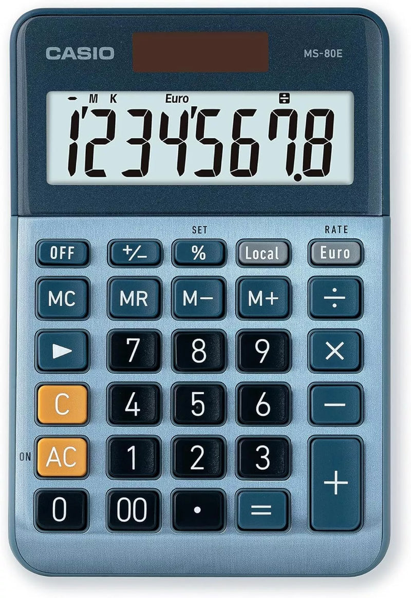 CASIO MS-80E 8 Digit XL Display Solar Powered Calculator Euro Conversion - UK