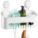 Vacuum Suction Shower Caddy Shelf White Wall Basket No Drill Bathroom Organiser