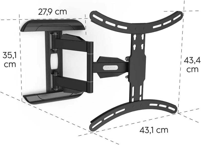 Hama Full Motion Cantilever TV Wall Bracket For TV's 32" - 65" Heavy Duty, Black