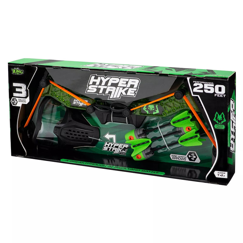 Zing HS4470G Hyperstrike Toy Launcher, Mask & Zonic Whistle Arrows Set, Green