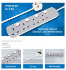 Pro Elec PELB1765 4 Gang Individually Switched Extension Lead 1m, Grey