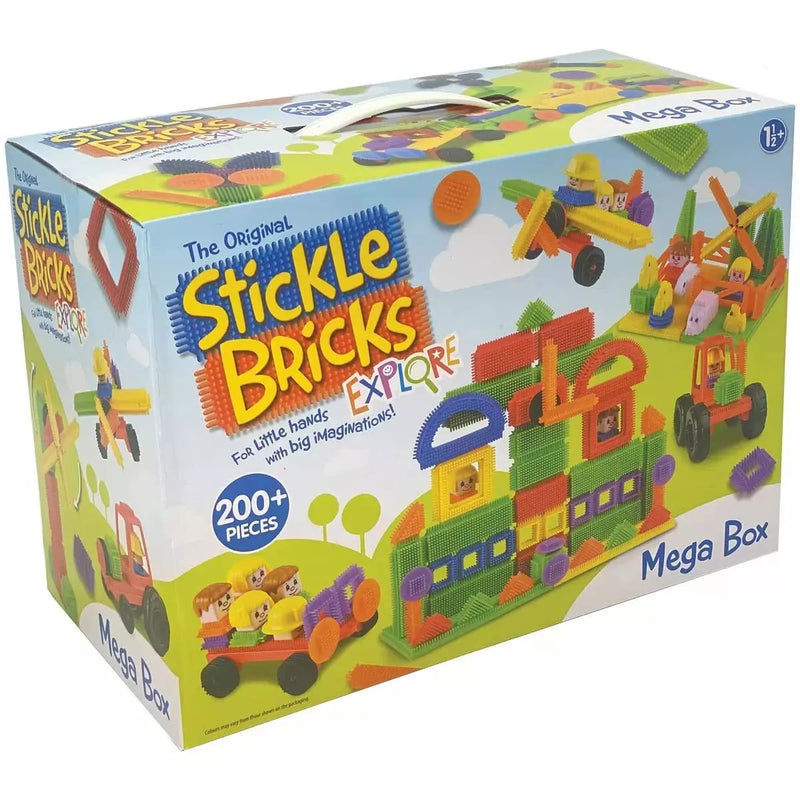 Stickle Bricks Mega Box Construction Set with 200+ Pieces Building Blocks Toy