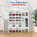 KUSARKO 24x Clear Plastic Stackable Shoe Boxes – Front Lid Storage Organiser Set