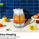 Chefman 1.8L Glass Electric Kettle + Tea Infuser 2200W LED Rapid Boil Stainless