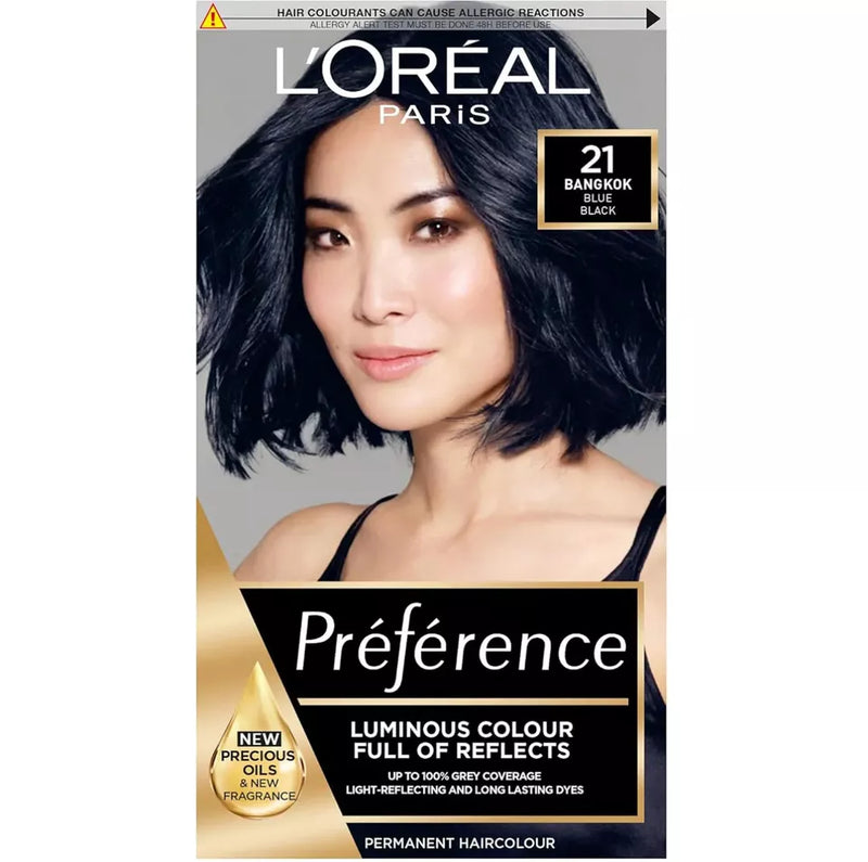 Loreal Paris Preference Permanent Hair Dye Colour 21 Bangkok BLUE BLACK - 3 PACK