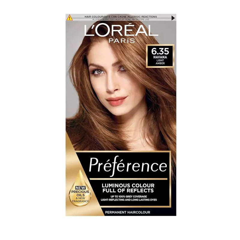 L'Oreal Paris Preference Permanent Hair Dye Colour, 6.35 Light Amber - 3 PACK