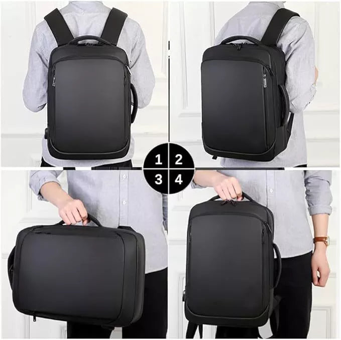 Yanlu Black Men's Laptop Backpack For 16.5" Laptop Waterproof Travel Outdoor Bag