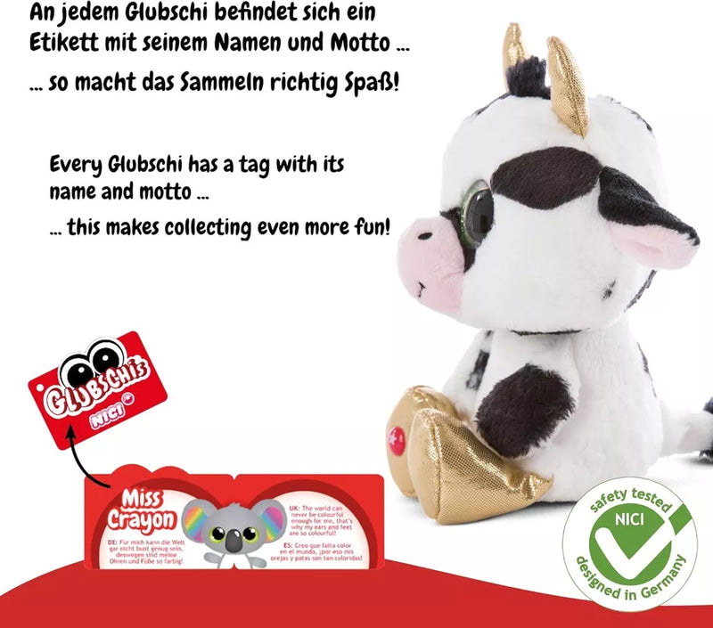 NICI 47668 GLUBSCHIS Cow Moolon 25cm Cuddly Plush Toy With Big Glittery Eyes