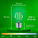 Philips LED P45 Filament Bulb E27 Edison Screw 25W 2700K Warm White 252lm 3 Pack