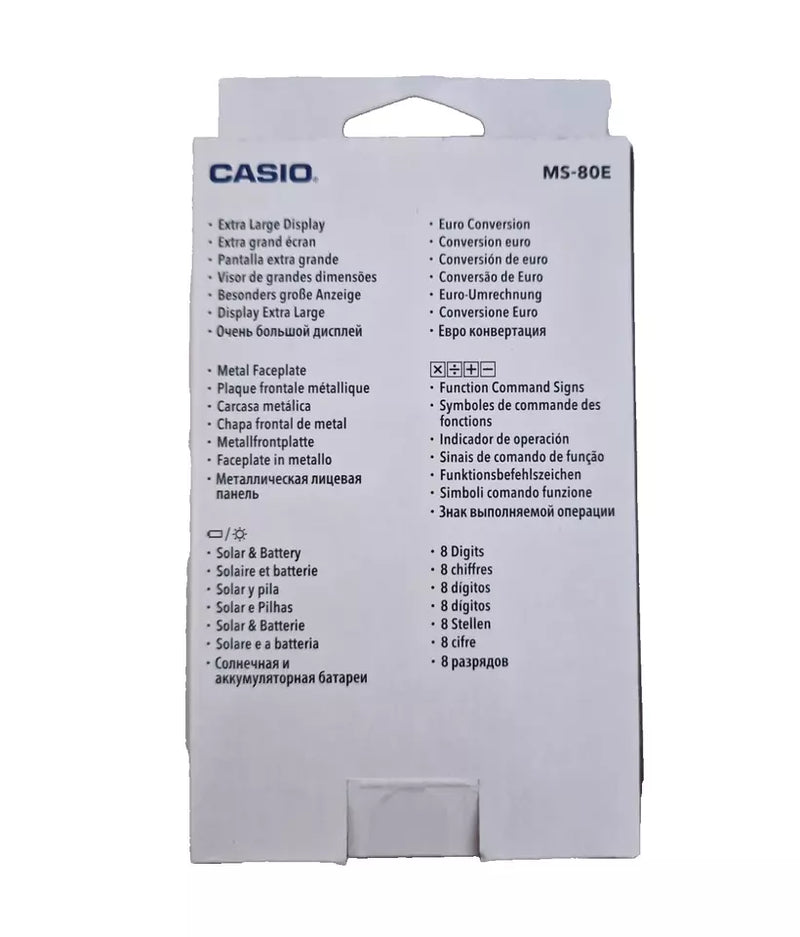 CASIO MS-80E 8 Digit XL Display Solar Powered Calculator Euro Conversion - UK