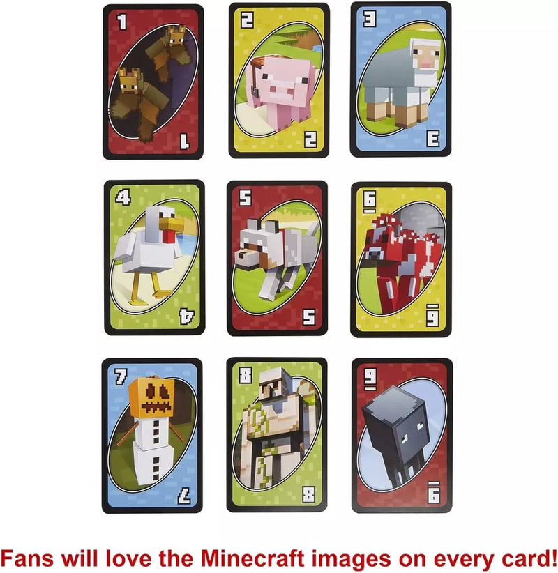 UNO Minecraft Card Game Animated Character Themed Collector Deck 112 Cards