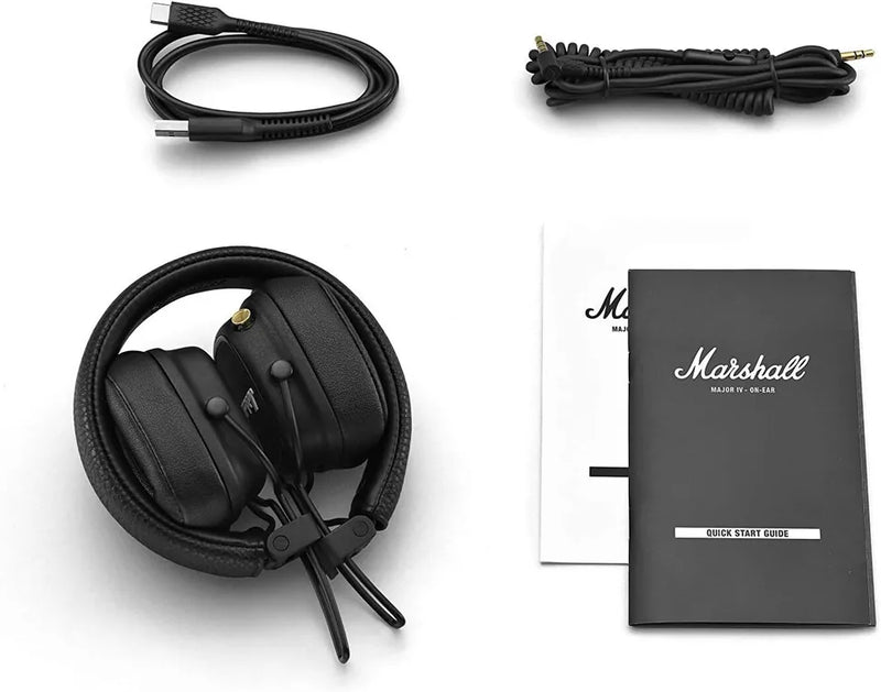 Marshall Major IV On Ear Bluetooth Headphones Wireless Earphones 80 Hrs - BLACK